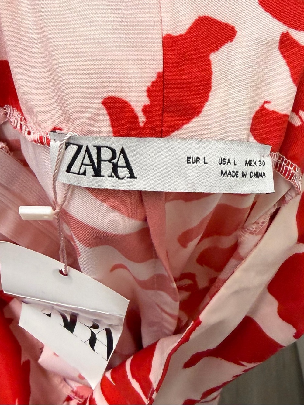 NWT Zara Printed Halter Midi Dress Red Tropical Floral Size L - Picture 12 of 15